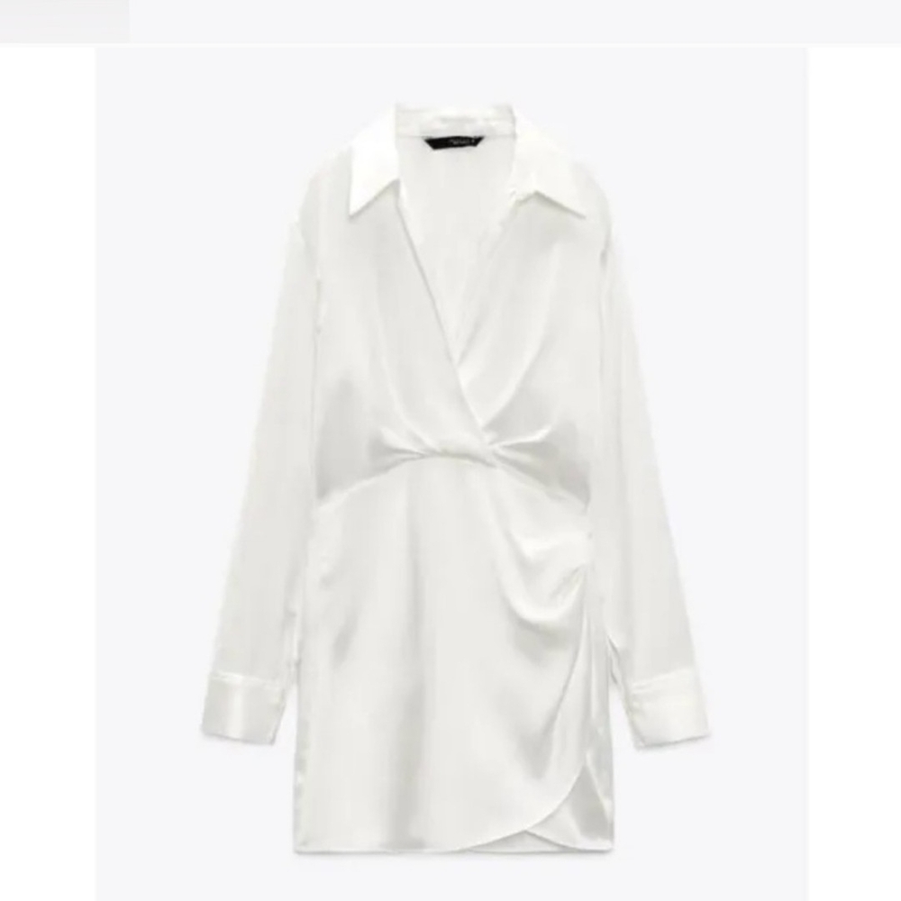 Zara Elegant White Wrap Dress Size S - Picture 3 of 8